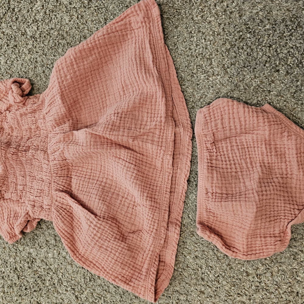 Pink Baby Dress and Hat Set